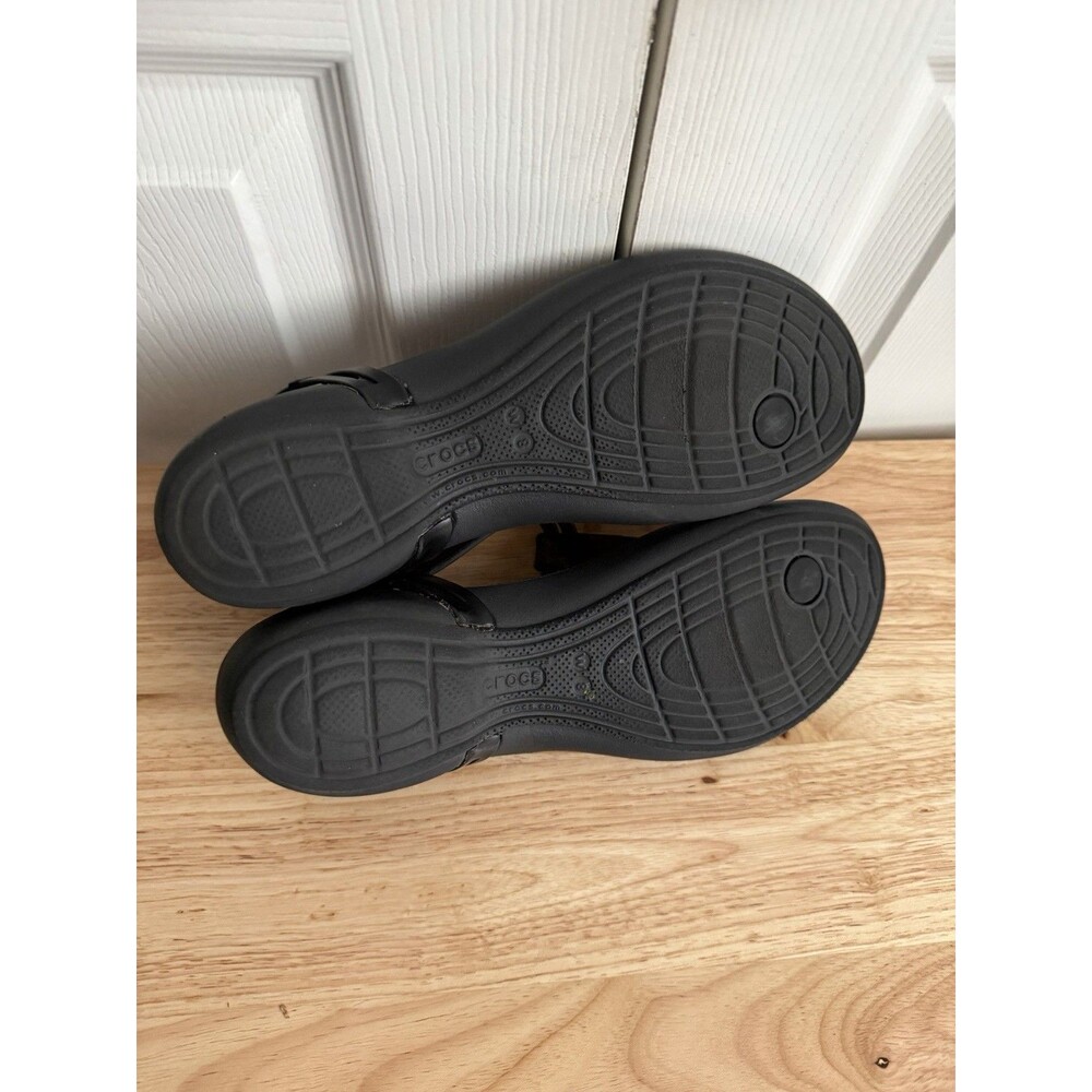 Crocs Isabella T-Strap Black Sandals Womens Sz 8 Jelly Comfort Lightweight - Picture 7 of 10